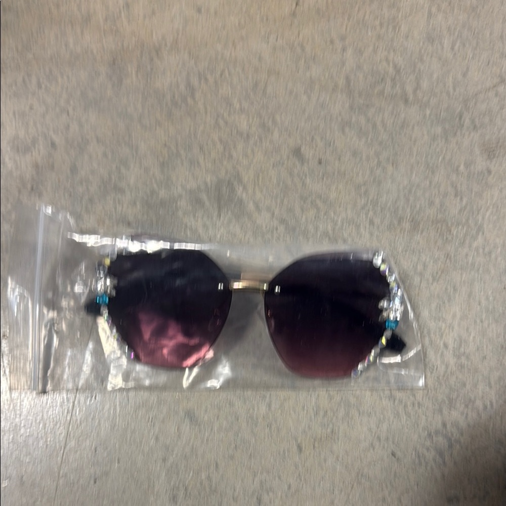 Purple Gradient Sunglasses with Crystal Accents